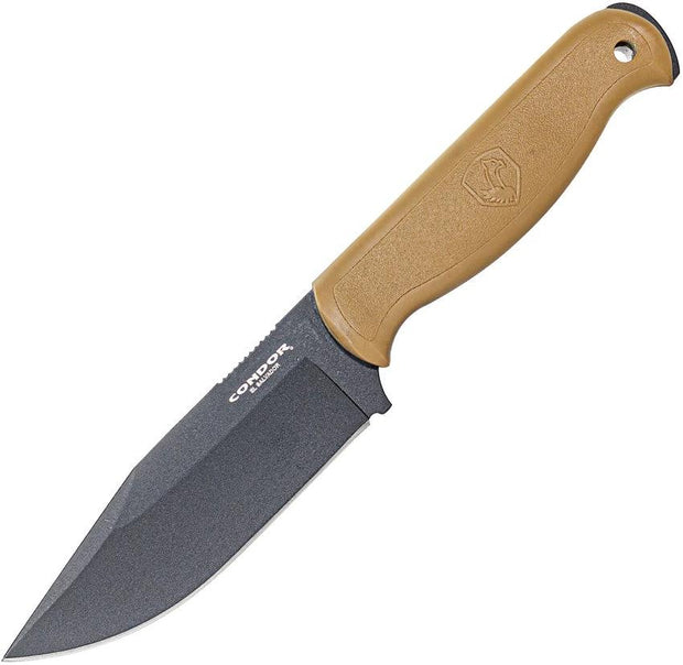Condor Fighter Desert Fixed Blade Knife With Cerakote 1075HC Blade Full Tang Desert Tan Handle For Outdoorsmen by Condor