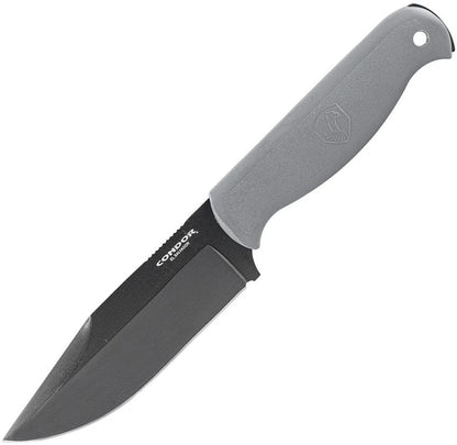 Condor Fighter Fixed Blade Knife Cerakote Black 1075HC Full Tang Rhino Gray Handle For Outdoor Survivalists by Condor