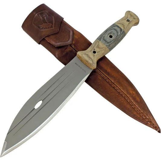 Condor Primitive Bush Knife CTK242 8HC 8.25in Carbon Steel Full Tang With Micarta Handle For Bushcraft Enthusiasts by Condor