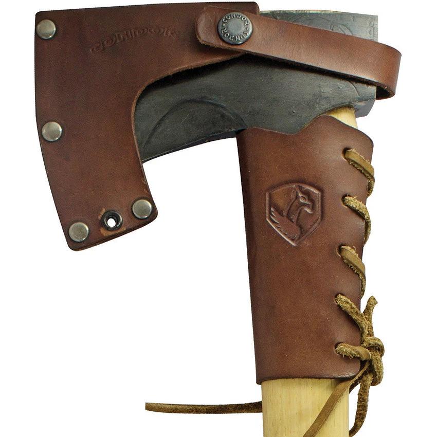 Condor Cloudburst Axe CTK2803C16 For Outdoorsmen Heavy Duty Carbon Steel Blade With Hickory Handle And Leather Sheath by Condor