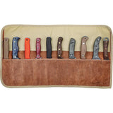 Condor Knife Roll CTK2833 Beige Canvas Holds 10 Fixed Blade Knives With Adjustable Straps For Outdoor Pros by Condor