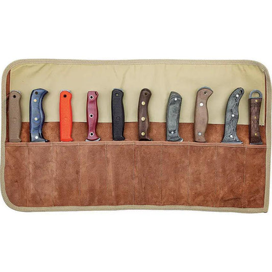 Condor Knife Roll CTK2833 Beige Canvas Holds 10 Fixed Blade Knives With Adjustable Straps For Outdoor Pros by Condor