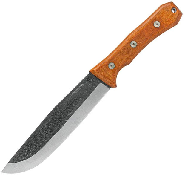 Condor Mountain Pass Camp Knife CTK2835 7 Inch 1095HC Full Tang With Canvas Micarta Handle For Rugged Adventurers by Condor