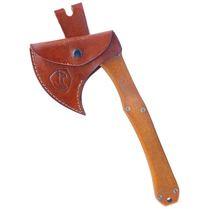 Condor Mountain Pass Axe Fourteen Inch Length With Convex Grind Full Tang Natural Canvas Micarta Handle For Campers by Condor