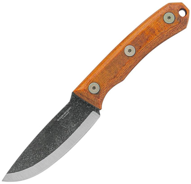 Condor Mountain Pass Carry Knife CTK2837 3.5in 440C Stainless Full Tang With Canvas Micarta Handle Leather Sheath by Condor