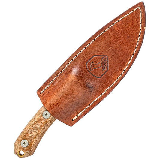 Condor Mountain Pass Carry Knife CTK2837 3.5in 440C Stainless Full Tang With Canvas Micarta Handle Leather Sheath by Condor