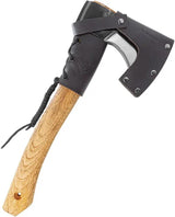 Condor Mountaineer Trail Hatchet 1060HC Head With 3.5in Edge Burnt Hickory Handle Leather Belt Sheath For Campers by Condor