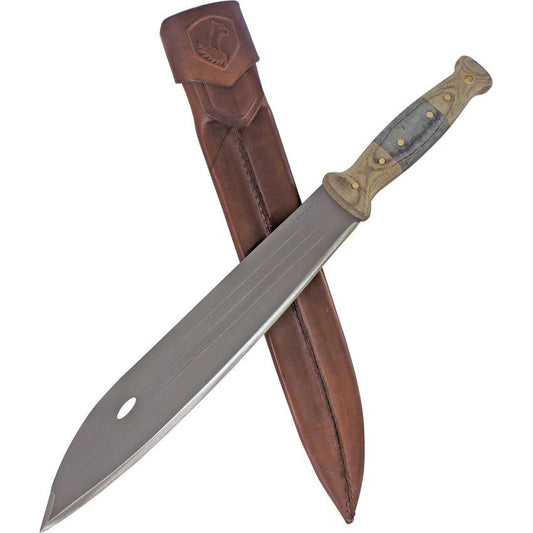 Condor Primitive Bush Machete CTK3902 12In Full Tang Carbon Steel Blade For Outdoor Enthusiasts Linen Micarta Handles by Condor