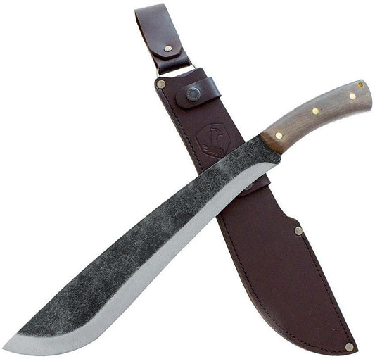Condor Jungolo Machete 13.25In 1075HC Blade Walnut Handle Rugged Leather Sheath for Outdoor Enthusiasts by Condor