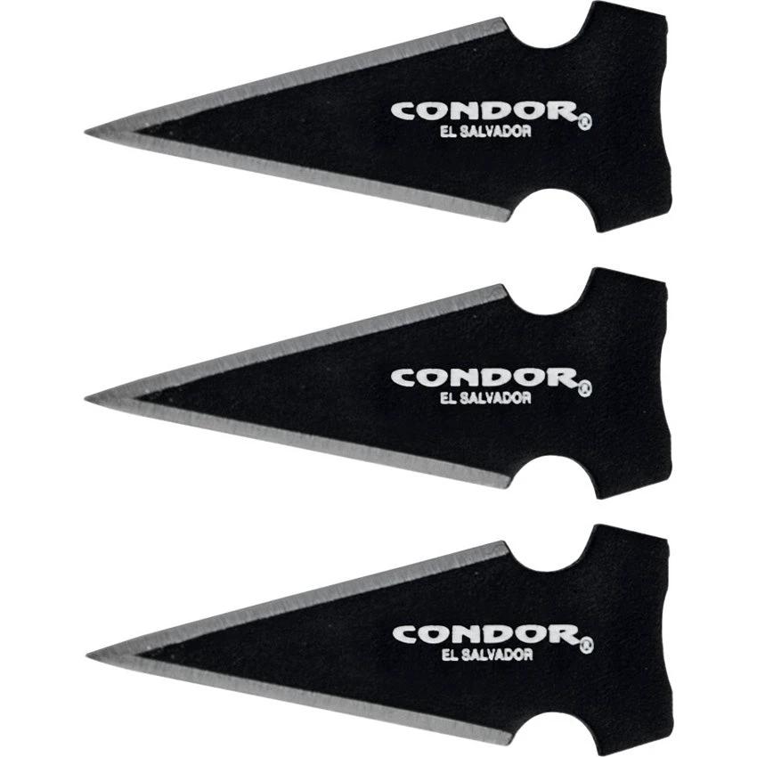 Condor Saighead Arrow Head CTK3942 1.25in Black Traction Coated 420HC Steel Set Of Three For Outdoor Enthusiasts by Condor