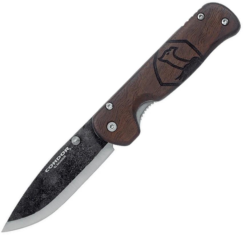 Condor Krakatoa Framelock Walnut EDC Knife With 3.5 Inch 1095HC Steel Blade Boxed by Condor
