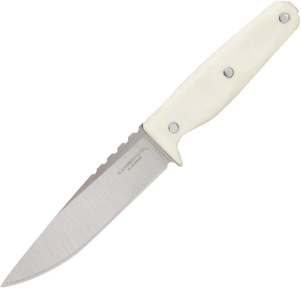 Condor Bonum Fixed Blade Knife CTK3972 Outdoor 4.63in Satin 420HC Blade White Micarta Handle Belt Sheath by Condor