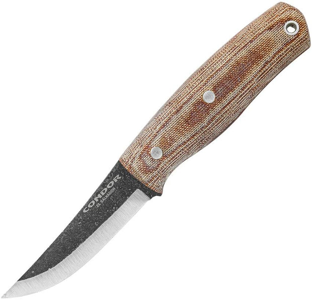 Condor Kambo Pukko Fixed Blade Knife 3In 1075HC Scandi Grind Tan Canvas Micarta Handle Belt Sheath Outdoor Enthusiasts by Condor