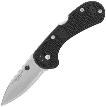 Condor Cadejo Lockback Knife For Outdoor EDC Satin 14C28N Drop Point Blade Black Textured Handle by Condor