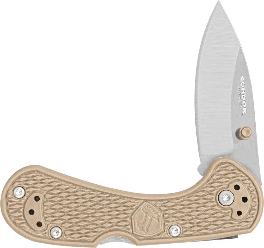 Condor Cadejo Lockback Desert Knife For Outdoor Enthusiasts With Satin 14C28N Blade And Desert Tan Zytel Handle by Condor