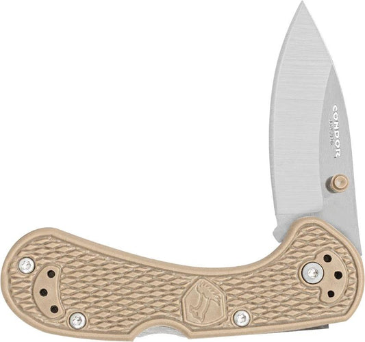 Condor Cadejo Lockback Desert Knife For Outdoor Enthusiasts With Satin 14C28N Blade And Desert Tan Zytel Handle by Condor