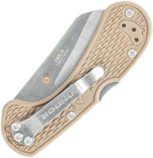 Condor Cadejo Lockback Knife Tan ZyEx Handle Rugged Satin 2.88in Cleaver Blade for EDC Outdoorsmen by Condor