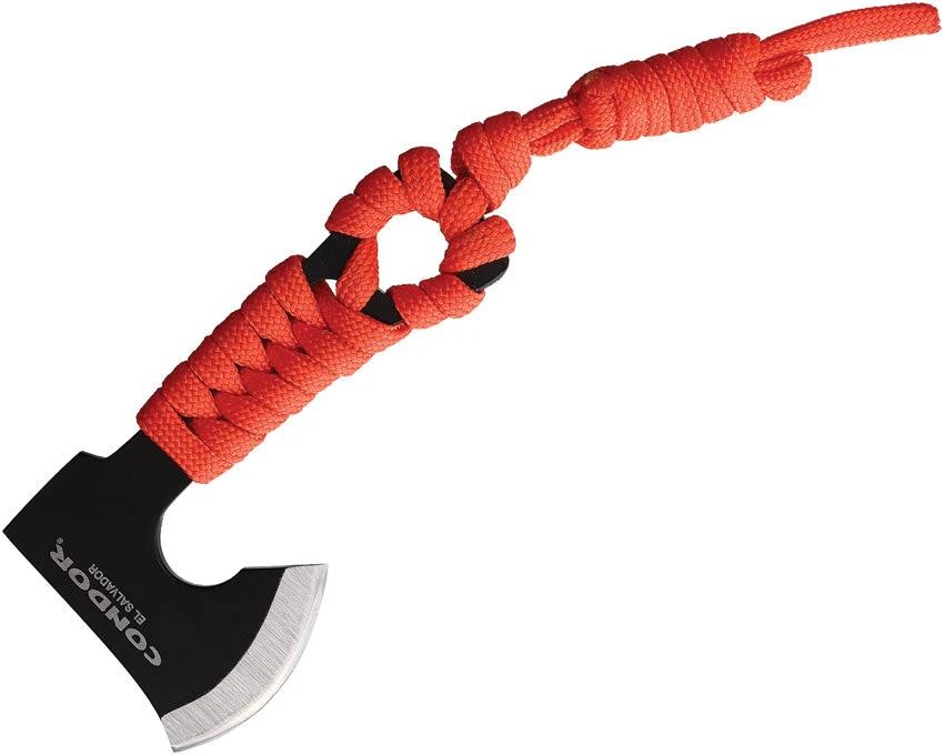 Condor Carlitos Neck Hatchet Orange Cord Wrapped For Campers Cerakote 1075HC Full Tang Kydex by Condor