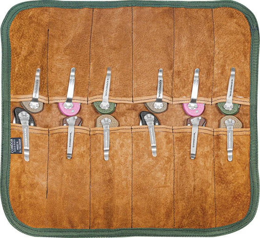 Condor Knife Roll Carry Case For 12 Knives CTKCCFR Green Canvas Leather Padded For Knife Enthusiasts by Condor