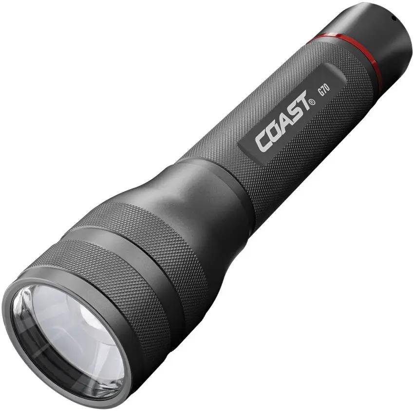 Coast G70 Flashlight for Outdoor Enthusiasts 850 Lumen, 346m Beam, Twist Focus, Water Resistant, 6 AA Included by Coast