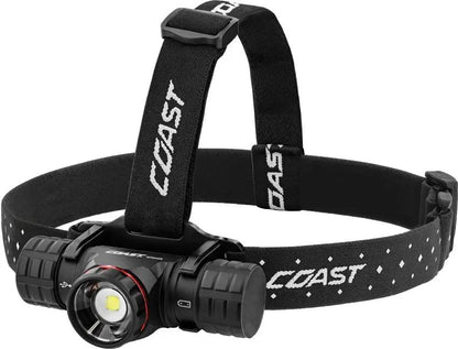 Coast XPH34R Headlamp Rechargeable Water Resistant High 1025 Lumens With Pure Beam Focus And Dual Power For Hikers by Coast