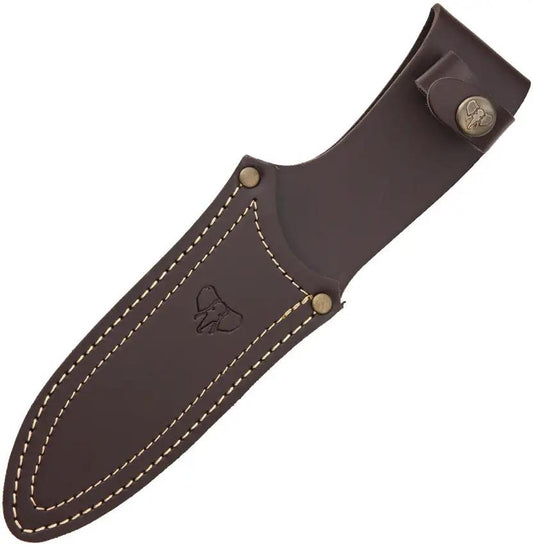 Cudeman Hunter Olive Wood Knife For Outdoorsmen 5.1in Blade 440 Stainless Full Tang Lanyard Hole Leather Sheath by Cudeman