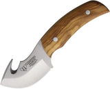 Cudeman Haakon Fixed Blade Knife Olive Wood Full Tang Guthook 2.75 Inch Satin Blade Leather Belt Sheath Outdoorsmen by Cudeman