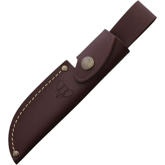 Cudeman Fixed Blade Knife 151L Olive Wood Handle 4in Satin Vanadium Mo Steel Full Tang Leather Sheath Outdoor by Cudeman
