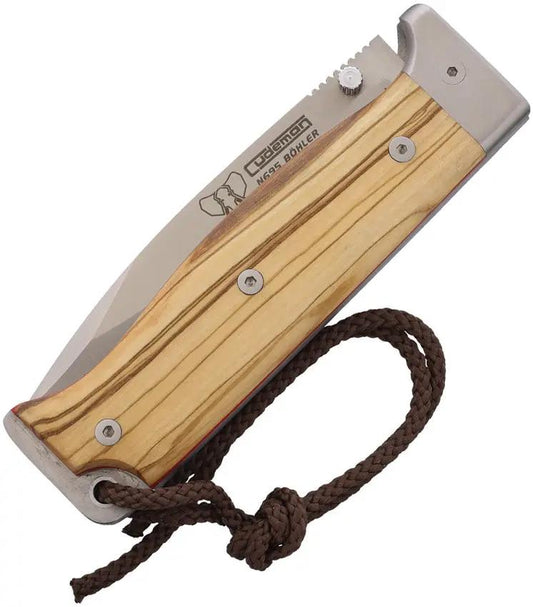 Cudeman MT6 Linerlock Limited Edition Knife For Collectors Olive Wood Red Liners Satin N695 Blade by Cudeman