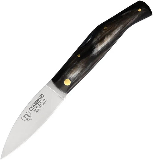 Cudeman Delta Lockback Horn Handle Knife for EDC Enthusiasts 3.25In Satin Vanadium Molybdenum Blade by Cudeman