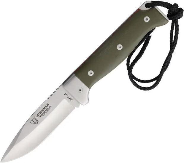 Cudeman MT-4 Rear Lock Knife Outdoor Green G10 Handle N690 Satin Drop Point Blade 3.75in by Cudeman