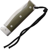 Cudeman MT-4 Rear Lock Knife Outdoor Green G10 Handle N690 Satin Drop Point Blade 3.75in by Cudeman