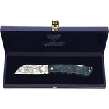 Cudeman La Marinera Lockback Limited Edition Knife For Collectors Bohler N690 Blade Blue Stabilized Poplar Handle by Cudeman