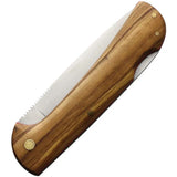 Cudeman Pandora Lockback Olive EDC Knife With Satin Bohler N690 Blade And Olive Wood Handle Belt Sheath by Cudeman