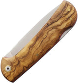 Cudeman Mini Pandora Lockback Olive Wood EDC Knife For Enthusiasts With Premium Satin Bohler N690 Blade by Cudeman