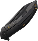 Cavol Bucarto Framelock C01DDW EDC Knife With Black M390 Blade Gold Accents Black Titanium Handle Extended Tang by Cavol