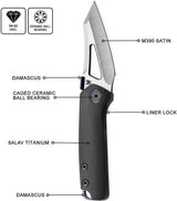 Premium Cavol Denka Linerlock Knife Black Titanium Handle M390 Blade EDC Enthusiasts by Cavol