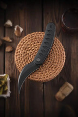 Cavol Kage Linerlock Knife M390 Black Stonewash Curved Blade Pocket Clip Black Titanium Handle EDC Enthusiasts by Cavol