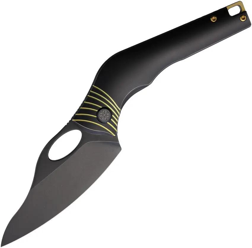Cavol Amuse Framelock Knife M390 Premium Black Gold Ti EDC by Cavol