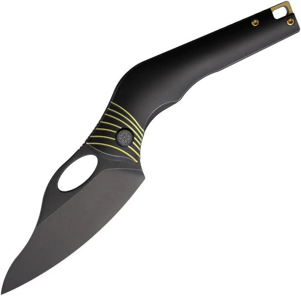 Cavol Amuse Framelock Knife M390 Premium Black Gold Ti EDC by Cavol