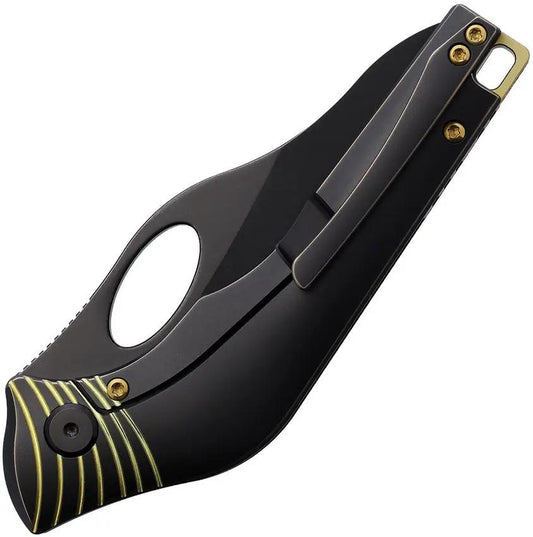 Cavol Amuse Framelock Knife M390 Premium Black Gold Ti EDC by Cavol