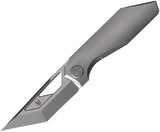 Cavol Shimo Framelock Knife with Gray Titanium Handle and Ceramic Coated Bohler M390 Tanto Blade for EDC Enthusiasts by Cavol