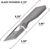 Cavol Shimo Framelock Knife with Gray Titanium Handle and Ceramic Coated Bohler M390 Tanto Blade for EDC Enthusiasts by Cavol