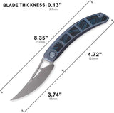 Cavol Kamasu Framelock Knife Blue Titanium Handle With G10 Inlay M390 Blade For EDC Enthusiasts by Cavol
