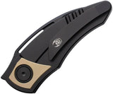 Cavol Krasu Framelock Knife C08DW Premium M390 Blade Black Gold Titanium Handle For EDC Enthusiasts by Cavol
