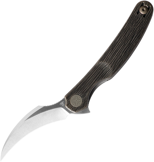 Cavol C09 Linerlock Titanium Knife with Elmax Blade 2.5 Inch Satin Bronze Grooved Handle for EDC Enthusiasts by Cavol
