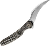 Cavol C09 Linerlock Titanium Knife with Elmax Blade 2.5 Inch Satin Bronze Grooved Handle for EDC Enthusiasts by Cavol