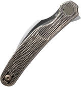Cavol C09 Linerlock Titanium Knife with Elmax Blade 2.5 Inch Satin Bronze Grooved Handle for EDC Enthusiasts by Cavol