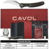 Cavol C09 Linerlock Titanium Knife with Elmax Blade 2.5 Inch Satin Bronze Grooved Handle for EDC Enthusiasts by Cavol