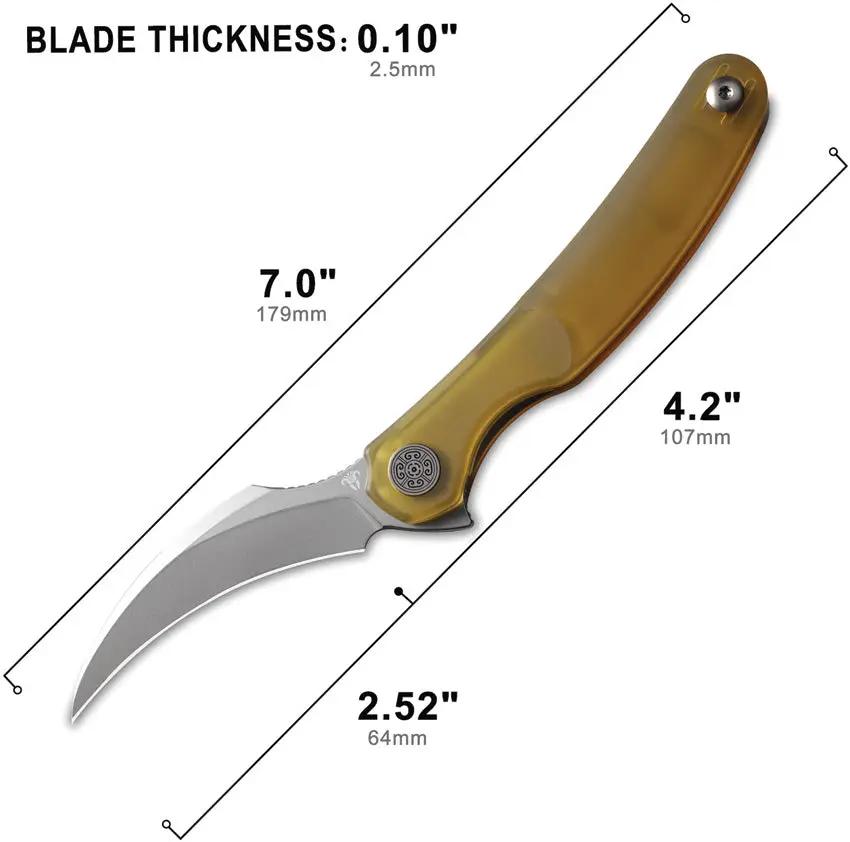 Cavol C09 Linerlock Ultem EDC Knife With Elmax Blade And Birds Beak Profile 4.25 Inch Closed 2.5 Inch Blade by Cavol
